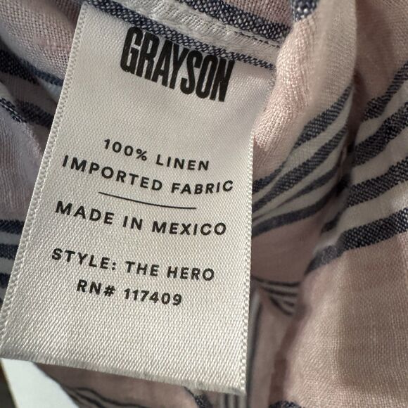 Frank & Eileen Grayson The Hero Button Down‎ Shirt Sz 4 Pink Linen Striped - Picture 5 of 7